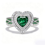 Celestial Heart Emerald Double Halo Ring