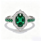 Celestial Emerald Vintage Halo Ring