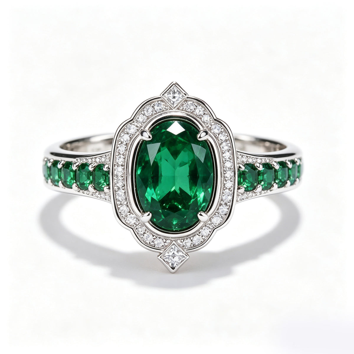 Celestial Emerald Vintage Halo Ring
