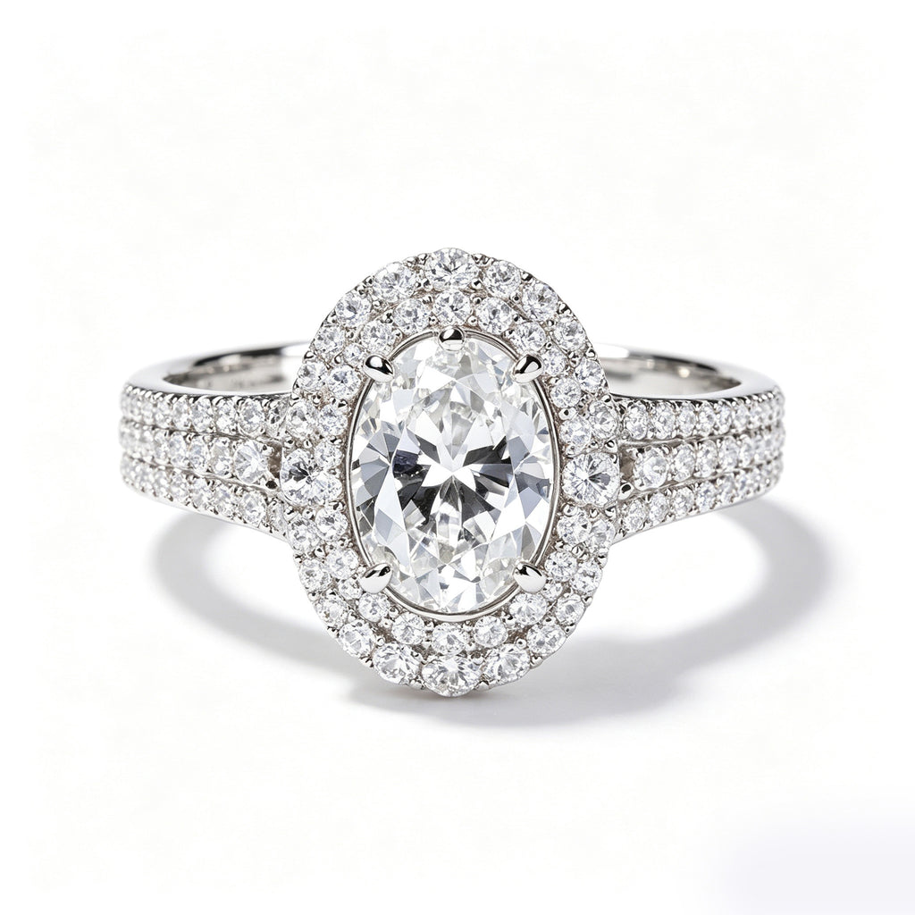 Celestial Grandeur Oval Double Halo Ring