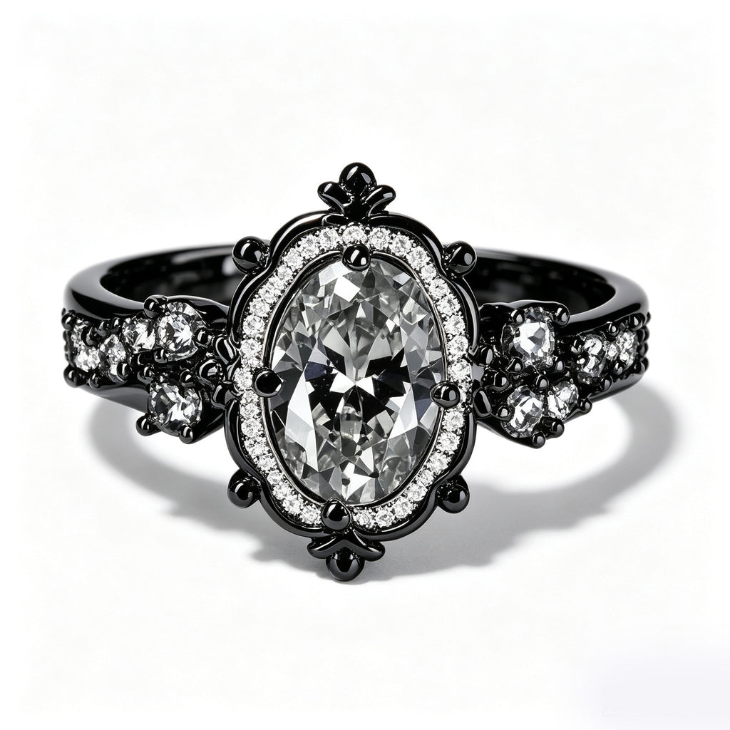 Celestial Gothic Black Diamond Vintage Ring