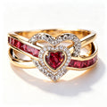 Celestial Ruby Heart Crossover Ring