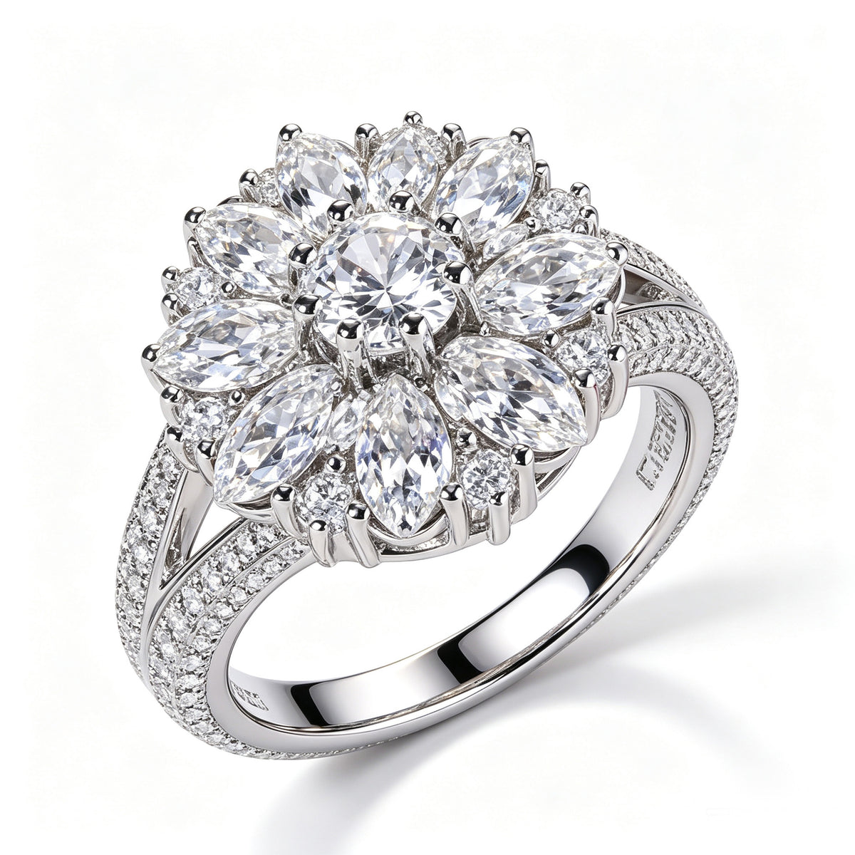 Celestial Diamond Sunburst Cluster Ring