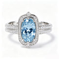 Celestial Aquamarine Vintage Oval Halo Ring