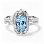 Celestial Aquamarine Vintage Oval Halo Ring