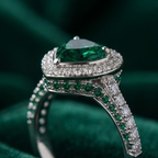 Celestial Heart Emerald Double Halo Ring