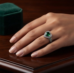 Celestial Heart Emerald Double Halo Ring