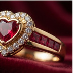 Celestial Ruby Heart Crossover Ring