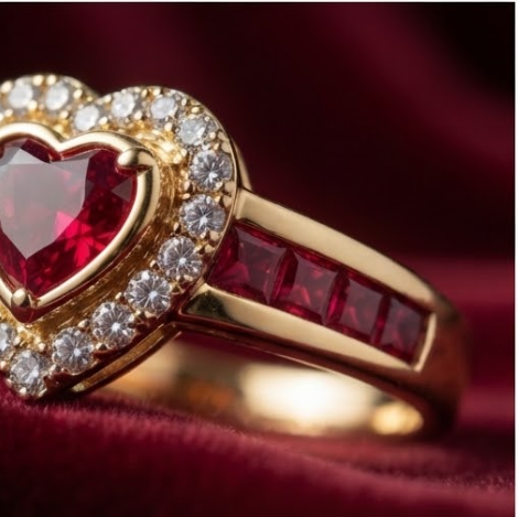 Celestial Ruby Heart Crossover Ring