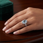 Celestial Aquamarine Vintage Oval Halo Ring