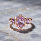 Celestial Rose Amethyst Three-Stone Ring