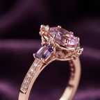 Celestial Rose Amethyst Three-Stone Ring