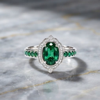 Celestial Emerald Vintage Halo Ring