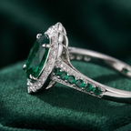 Celestial Emerald Vintage Halo Ring