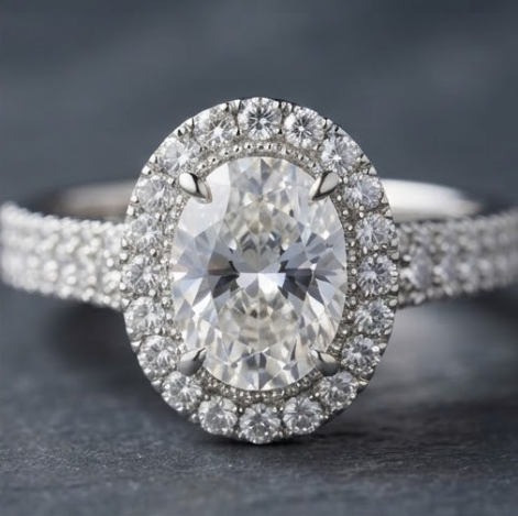 Celestial Grandeur Oval Double Halo Ring