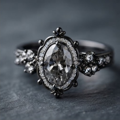 Celestial Gothic Black Diamond Vintage Ring