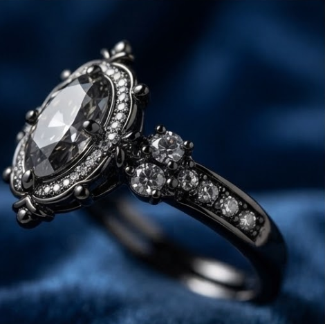 Celestial Gothic Black Diamond Vintage Ring