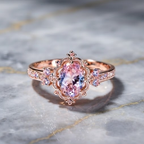 Celestial Blush Pink Vintage Filigree Ring