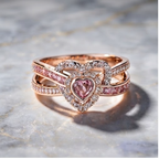 Celestial Rose Heart Crossover Ring