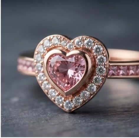 Celestial Rose Heart Crossover Ring