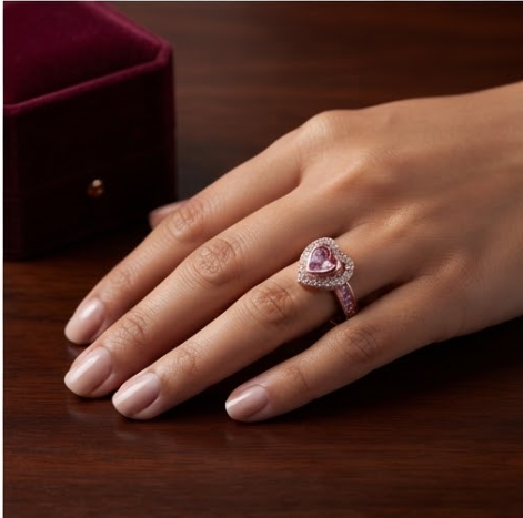 Celestial Rose Heart Crossover Ring